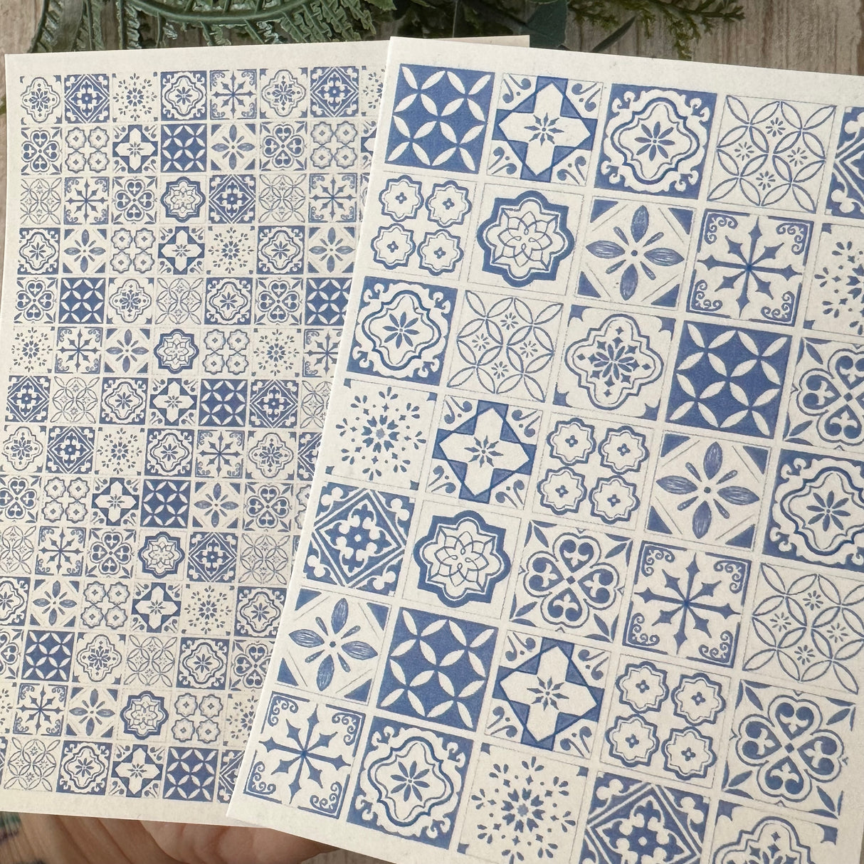 Mediterranean Tiles in blue - Water Soluble Transfer