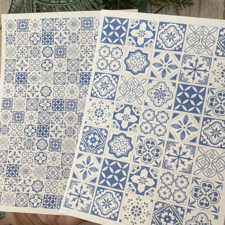Mediterranean Tiles in blue - Water Soluble Transfer