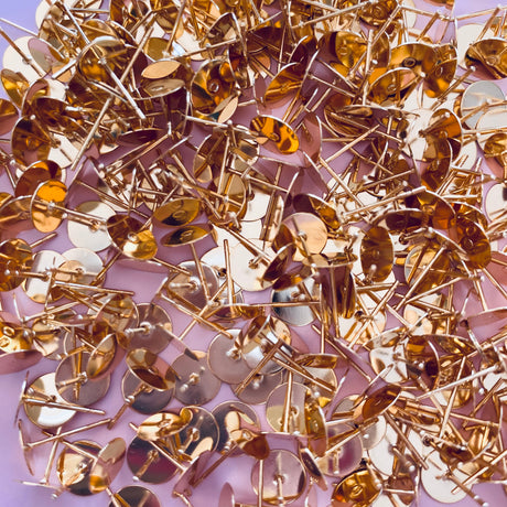 8mm Earring Posts - Gold Plated - Surgical Stainless Steel