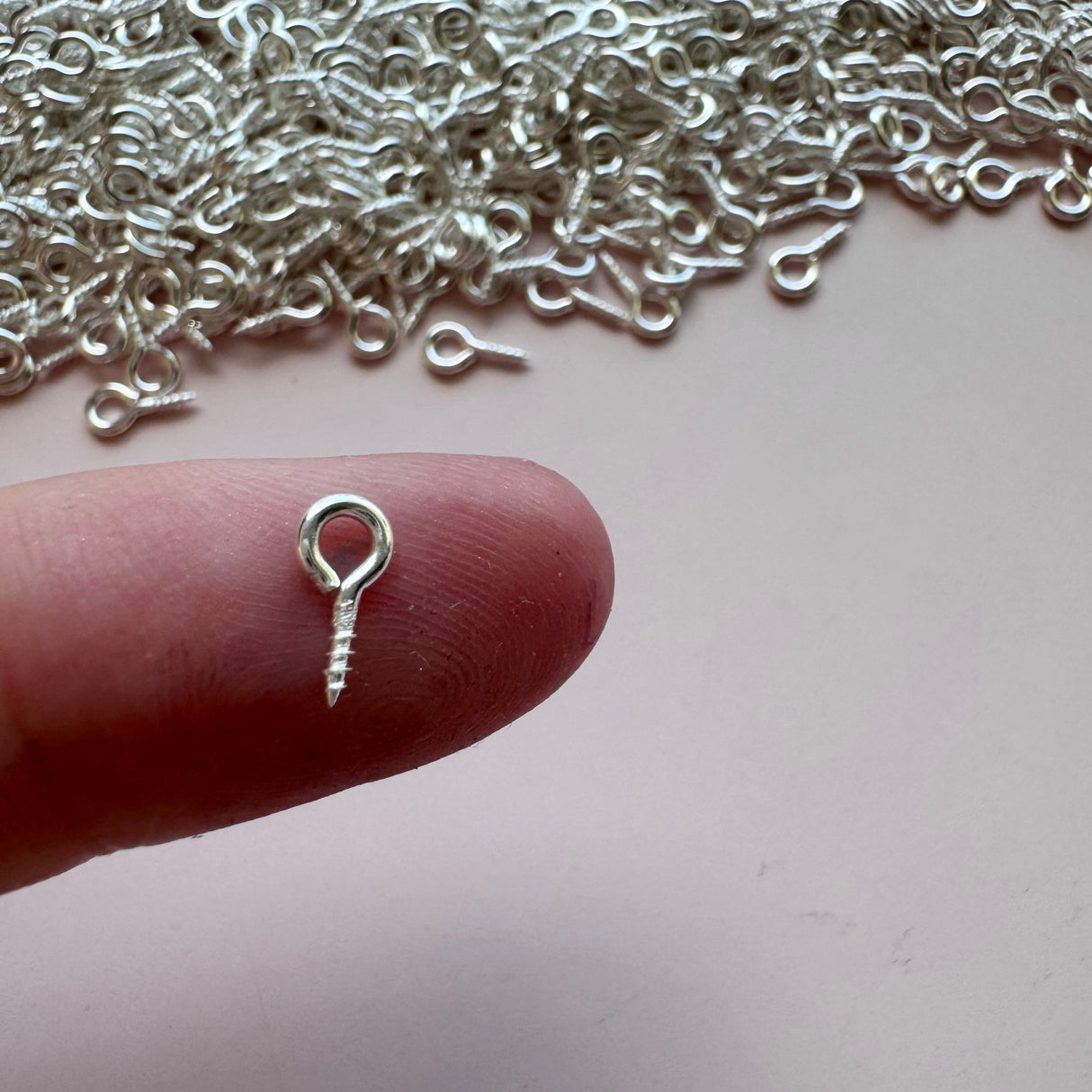 Screw Eye Pins - Bright Silver Plated Stainless Steel