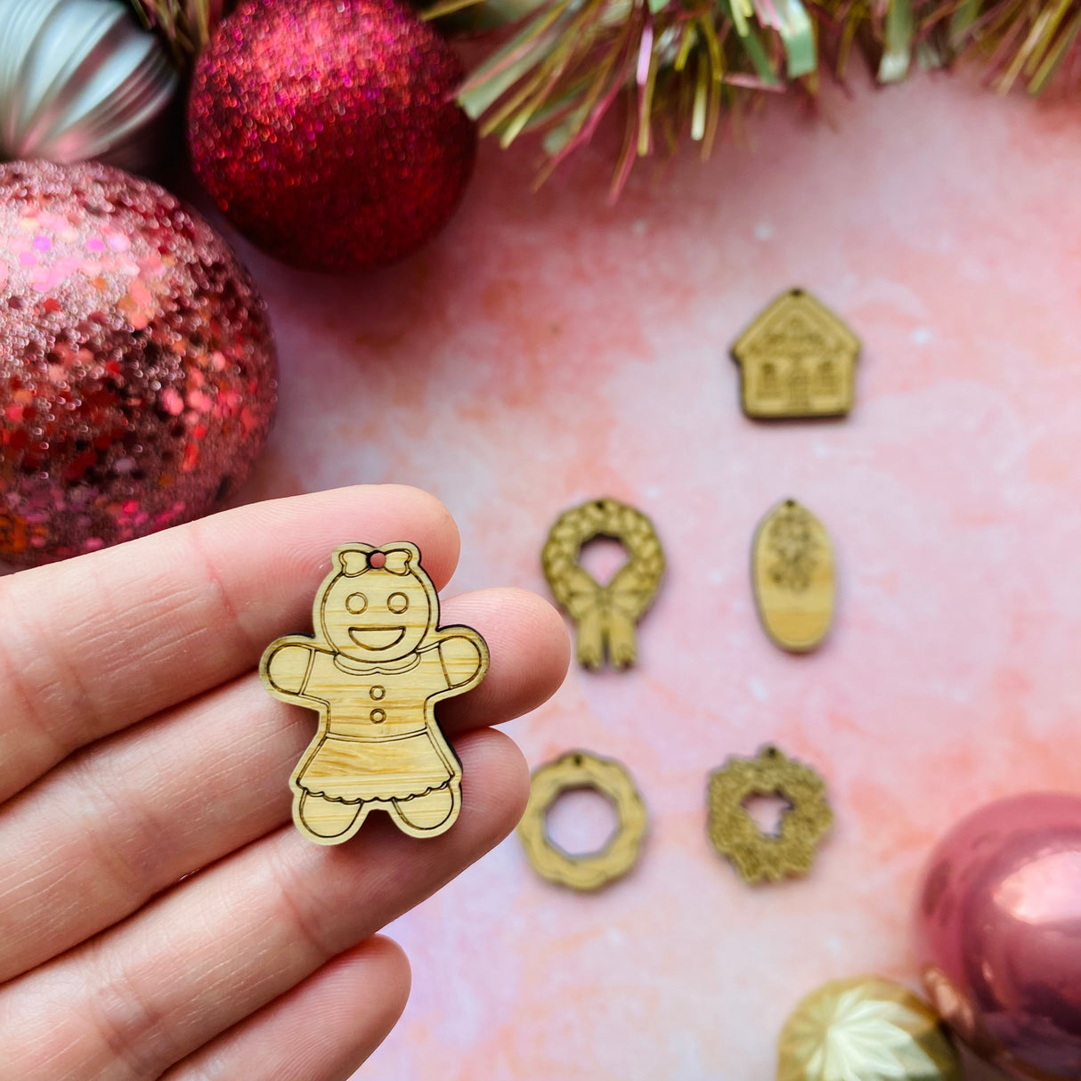 Gingerbread Girl Wooden Earring Component - 10 pack