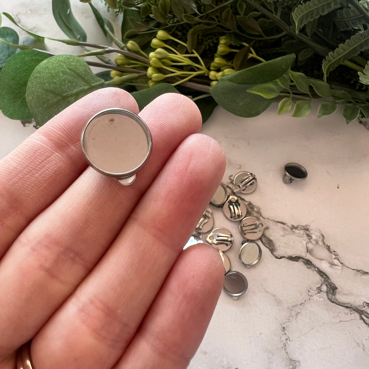 14mm Minimalist Bezel Clip-On Earrings - Stainless Steel