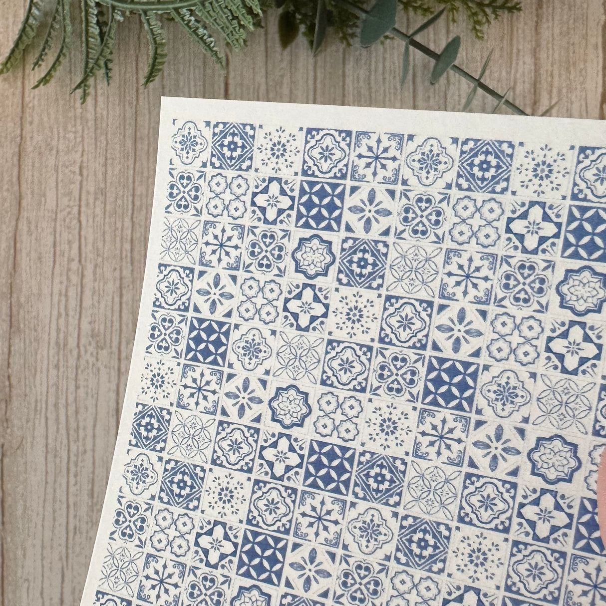 Mediterranean Tiles in blue - Water Soluble Transfer