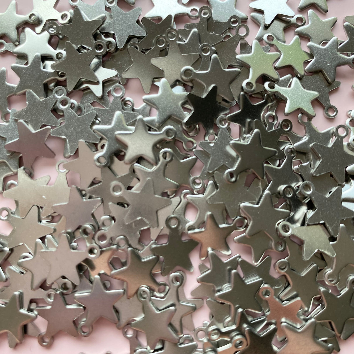 Mini Star Charms - Stainless Steel - 20 pack