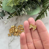 Double Bow Charms - Gold Plated Stainless Steel - 10 pack