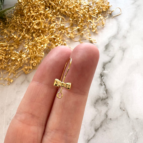 Bow Hook - Gold Plated Stainless Steel (Vertical Loop)