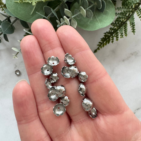 Scalloped Bead Cap 7.5mm - Stainless Steel - 50 pack