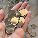 20mm Minimalist Earring Pendant Bezel Tray with top loop - Stainless Steel