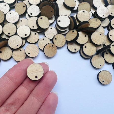 Circle Wooden Earring Component - Light Bamboo
