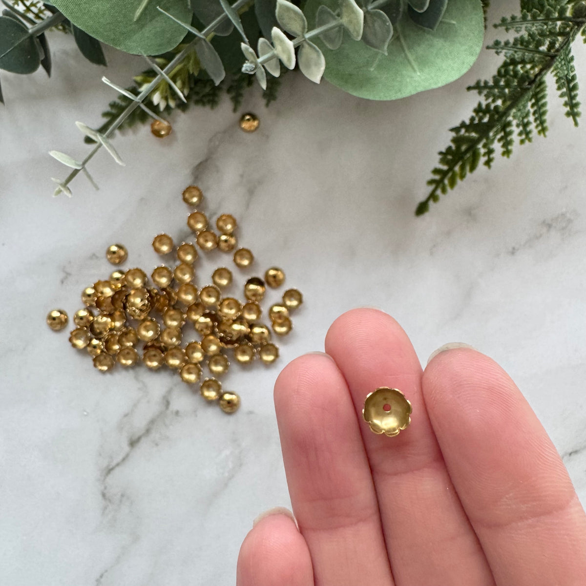Scalloped Bead Cap 7.5mm - Gold Plated Stainless Steel - 50 pack