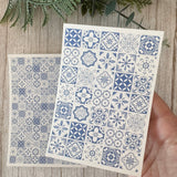 Mediterranean Tiles in blue - Water Soluble Transfer
