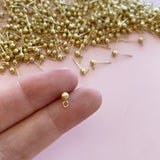 4mm Ball Posts with Loop - Gold Plated Stainless Steel