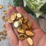 14mm Oval Bezel Tray with loop - Gold Plated Stainless Steel