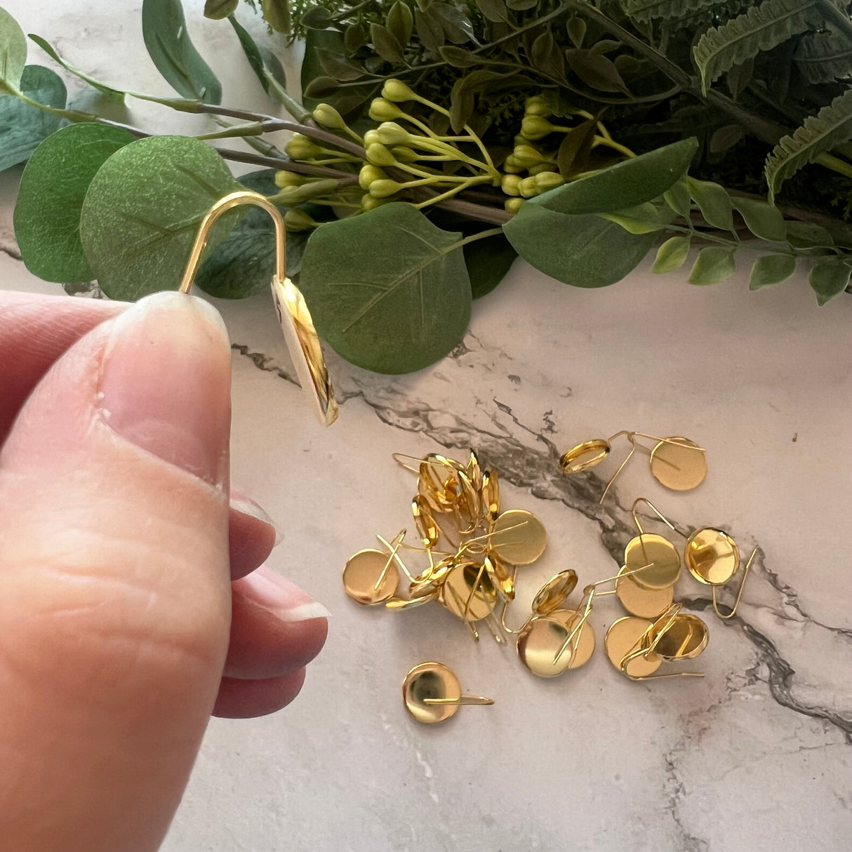 14mm Minimalist Bezel Earring Hooks - Gold Plated Stainless Steel