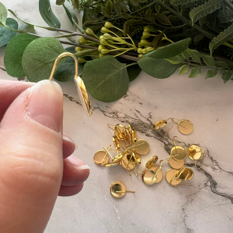 14mm Minimalist Bezel Earring Hooks - Gold Plated Stainless Steel