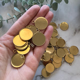 20mm Minimalist Earring Pendant Bezel with top loop - Gold Plated Stainless Steel
