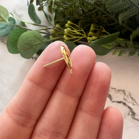 10mm Minimalist Bezel Earring Post with Loop - Gold Plated Stainless Steel