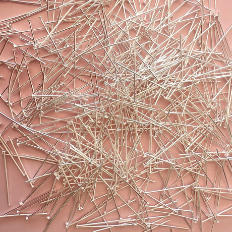 Flat Head Pins - Silver Plated Stainless Steel