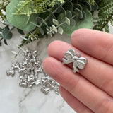 Double Bow Charms - Stainless Steel - 10 pack