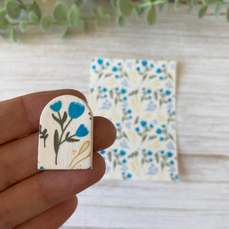 Cottage Flowers in Blue - Water Soluble Transfer
