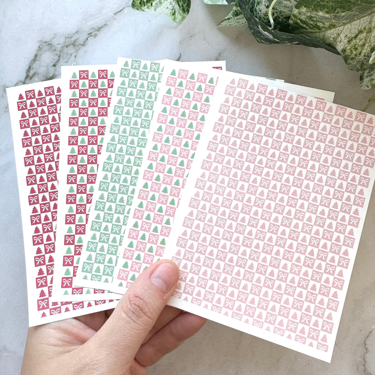 Tree & Bow Checkerboard Tiles - Water Soluble Transfer
