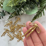 Ribbon Bow Charms - Gold Plated Stainless Steel - 10 pack