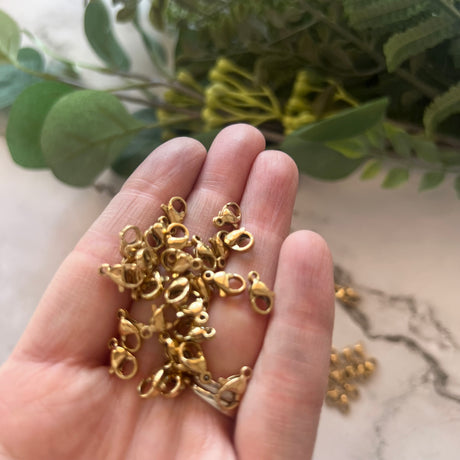 Lobster Clasps 10mm - Gold Plated Stainless Steel - 20 pack