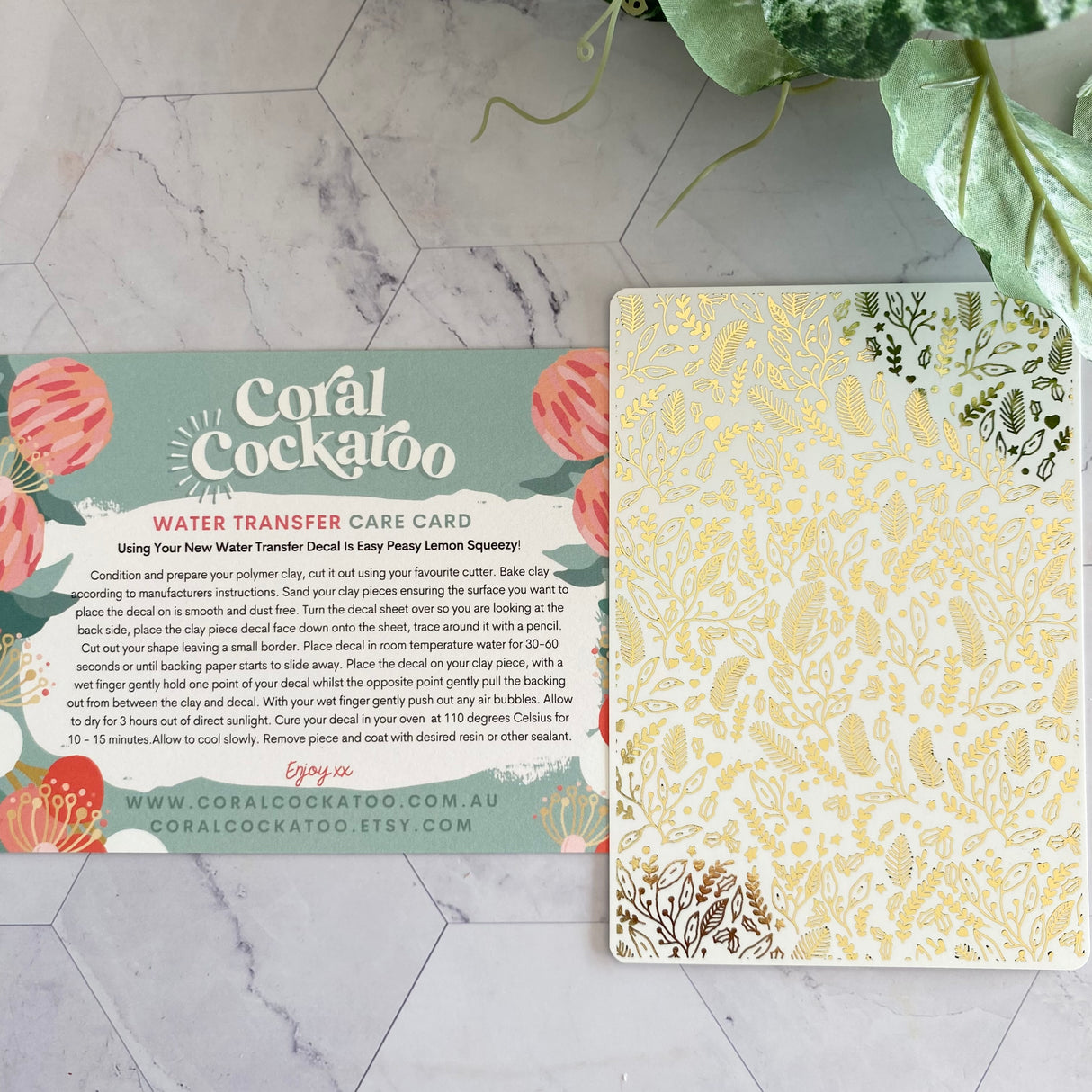 Gold Foil Christmas Flora - Waterslide Transfer Decal