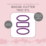 Name Badge Trio Cutter Set STL - digital download
