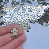 Gingerbread Man Charms - Stainless Steel - 10 pack