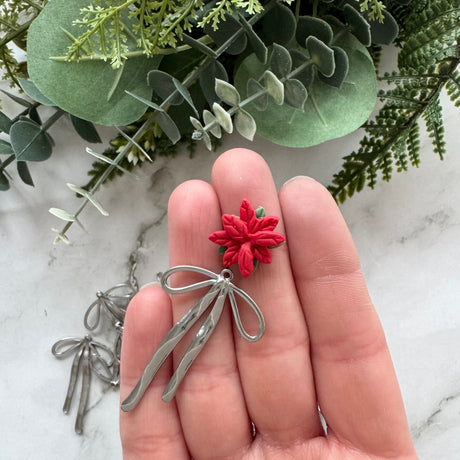 Ribbon Bow Charms - Stainless Steel - 10 pack