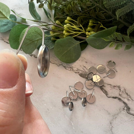 14mm Minimalist Bezel Earring Hook - Stainless Steel