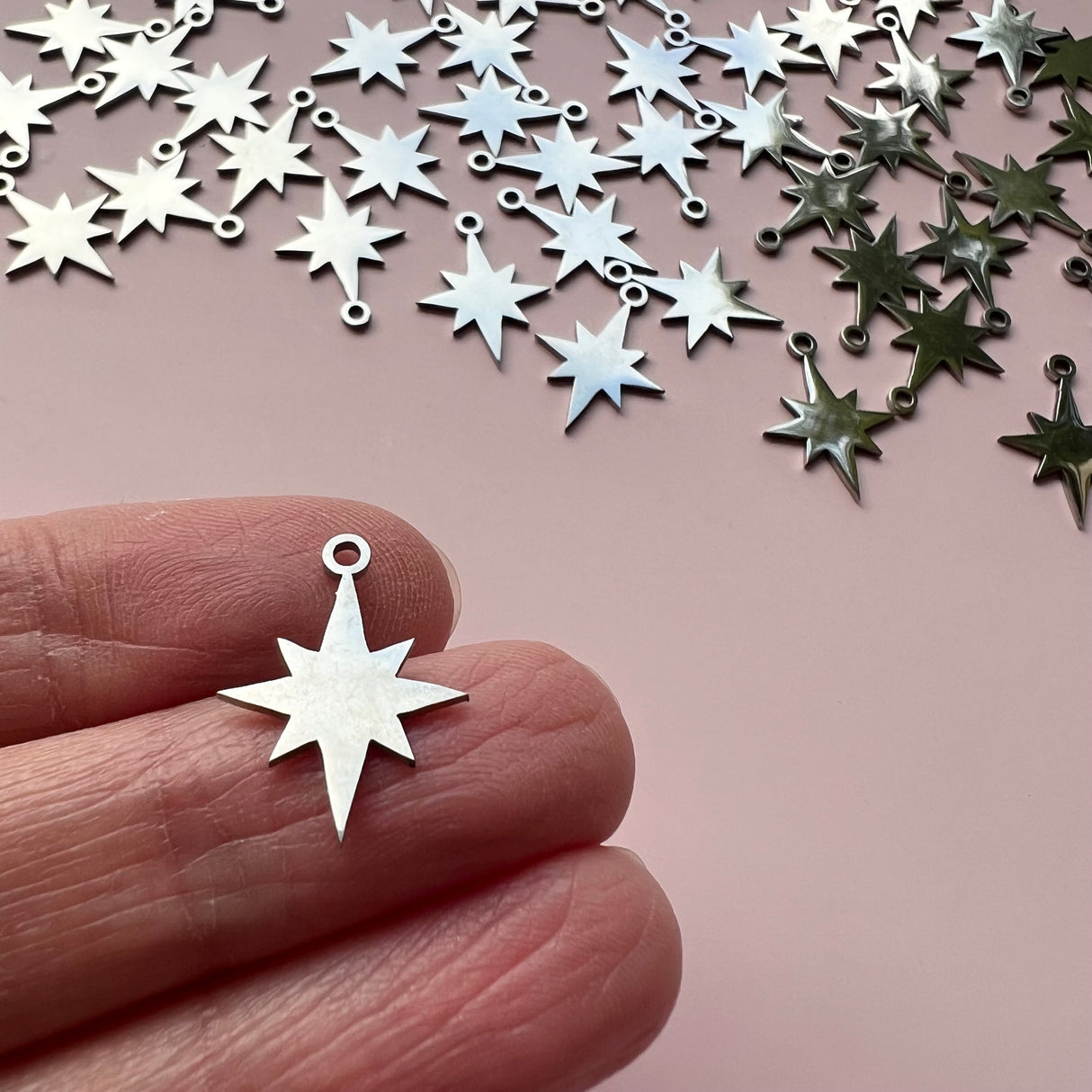 Christmas Star Charms - Stainless Steel