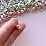 6mm Ball Posts with Loop - Bright Silver