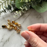 14mm Minimalist Bezel Earring Post with Loop - Gold Plated Stainless Steel