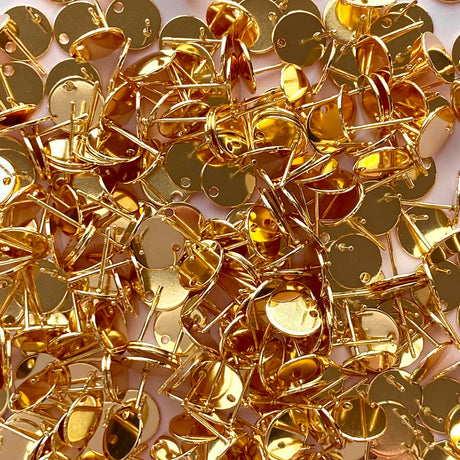 10mm Circle Stud Topper - Gold Plated Stainless Steel