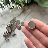 14mm Minimalist Bezel Earring Post with Loop - Stainless Steel