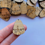 Field of Flowers Wooden Earring Component - 10 pack