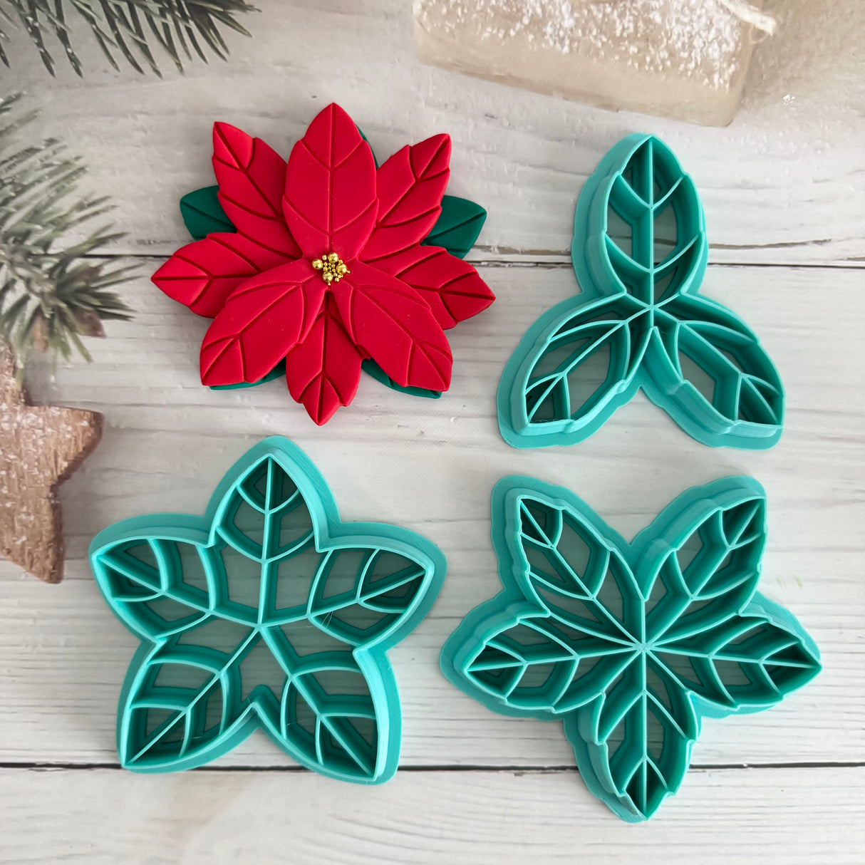 Poinsettia Flower Stacks Decoration Cutter - 3 Piece Set