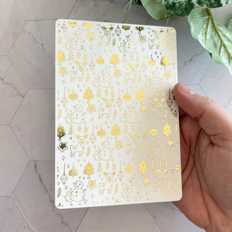 Gold Foil Snowmen and Reindeers - Waterslide Transfer Decal