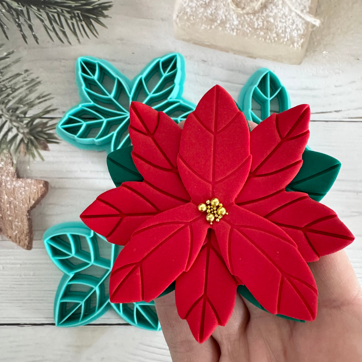 Poinsettia Flower Stacks Decoration Cutter - 3 Piece Set