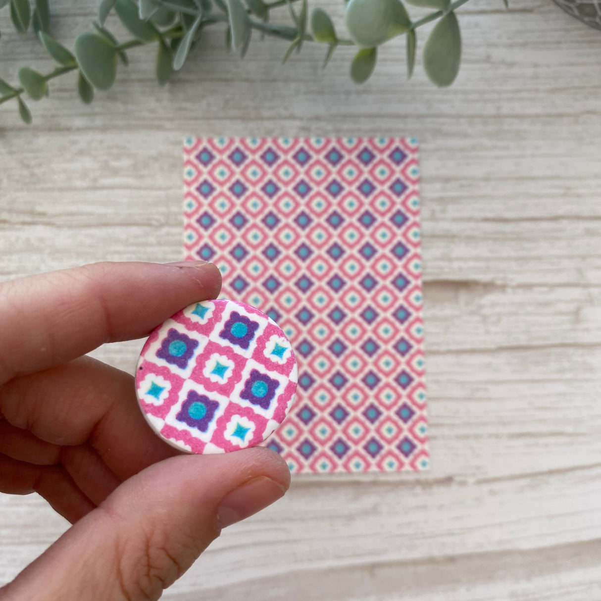 Floral Tile in Mulberry - Water Soluble Transfer
