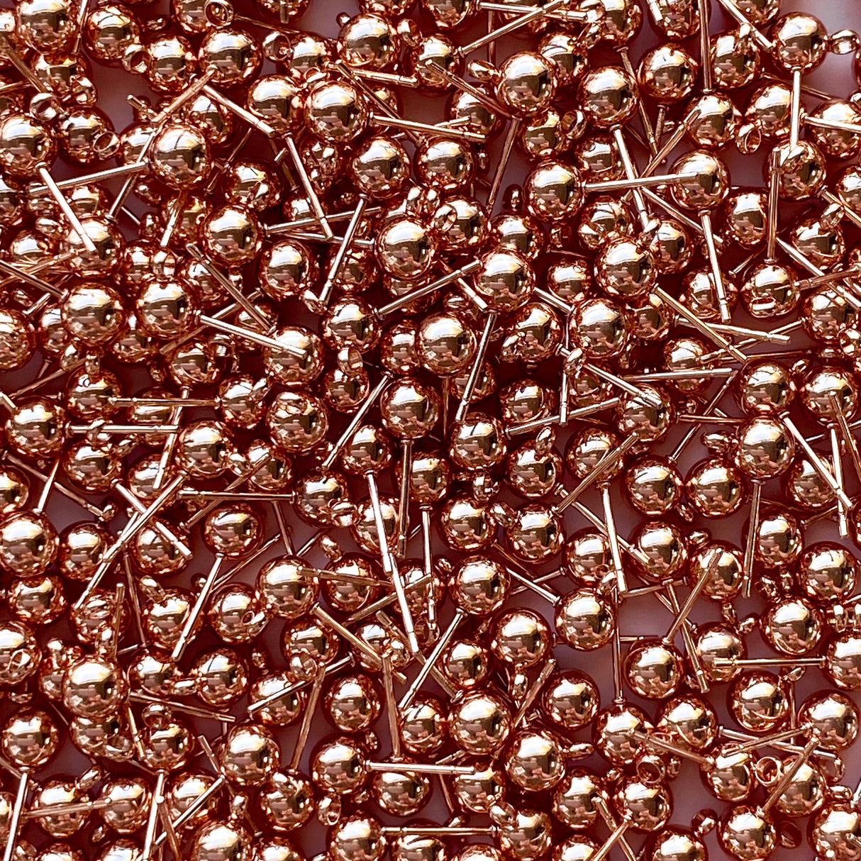6mm Ball Posts with Loop - Rose Gold