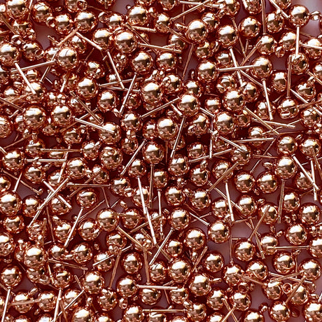 6mm Ball Posts with Loop - Rose Gold
