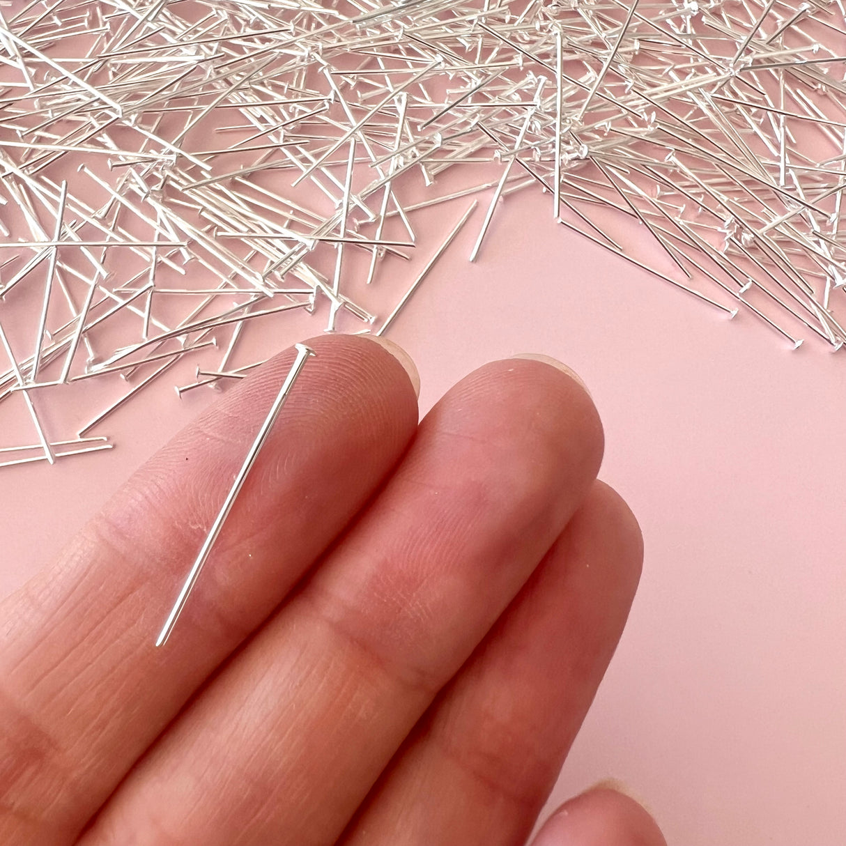 Flat Head Pins - Silver Plated Stainless Steel