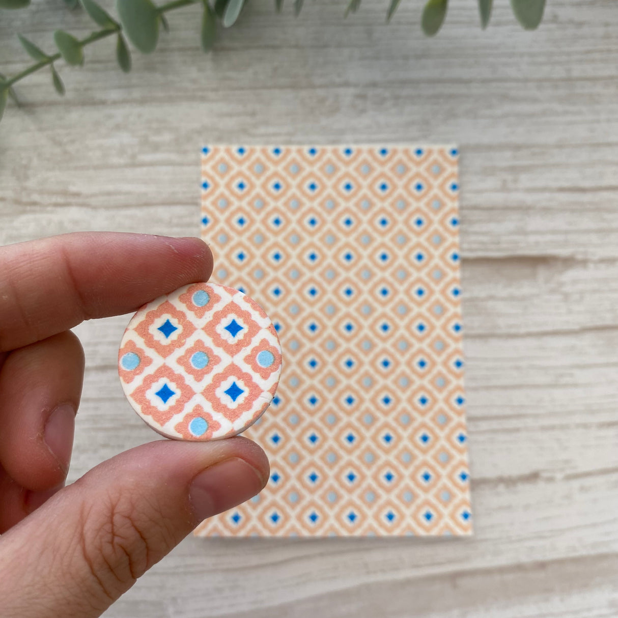 Floral Tile in Peach - Water Soluble Transfer