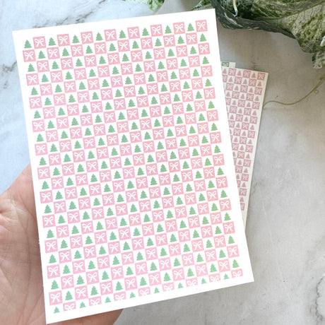 Tree & Bow Checkerboard Tiles - Water Soluble Transfer