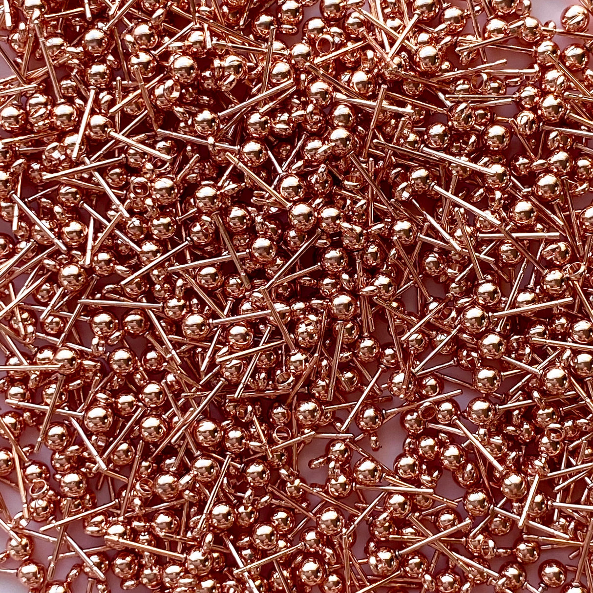 4mm Ball Posts with Loop - Rose Gold