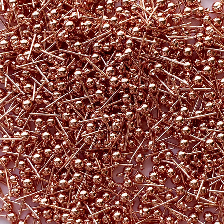 4mm Ball Posts with Loop - Rose Gold