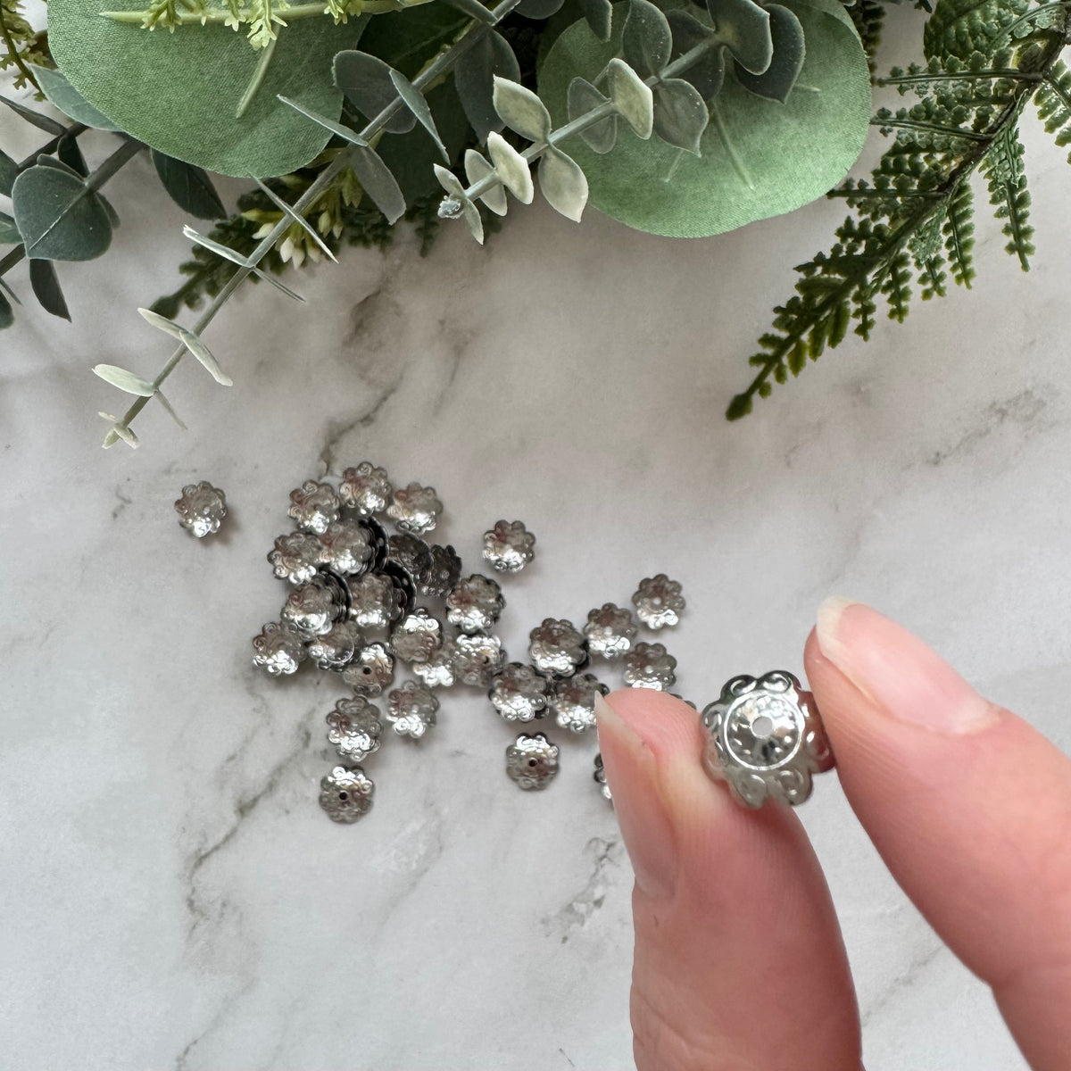 Ornate Bead Cap 11mm - Stainless Steel - 50 pack